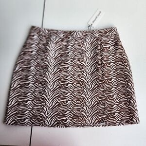 NWT $49 Pretty Garbage Animal Print Mini Skirt Brown White Common Sense Tiger L